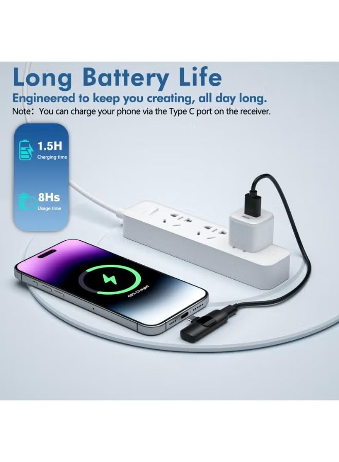 Wireless Lavalier Microphone for iPhone - Android, iPad, Tablet, Bluetooth Mini Microphone with Noise Cancellation for USB-C Android Phones and iPhones Video Recording - Interviews - Vlogging - Auto-Sync and Noise Cancellation - Image 5